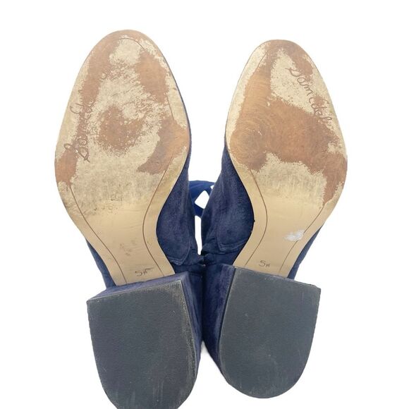 Sam Edelman Boot Tate Dark Blue Suede Block Heel Lace Up Granny Boot Size 5.5 - Picture 15 of 16